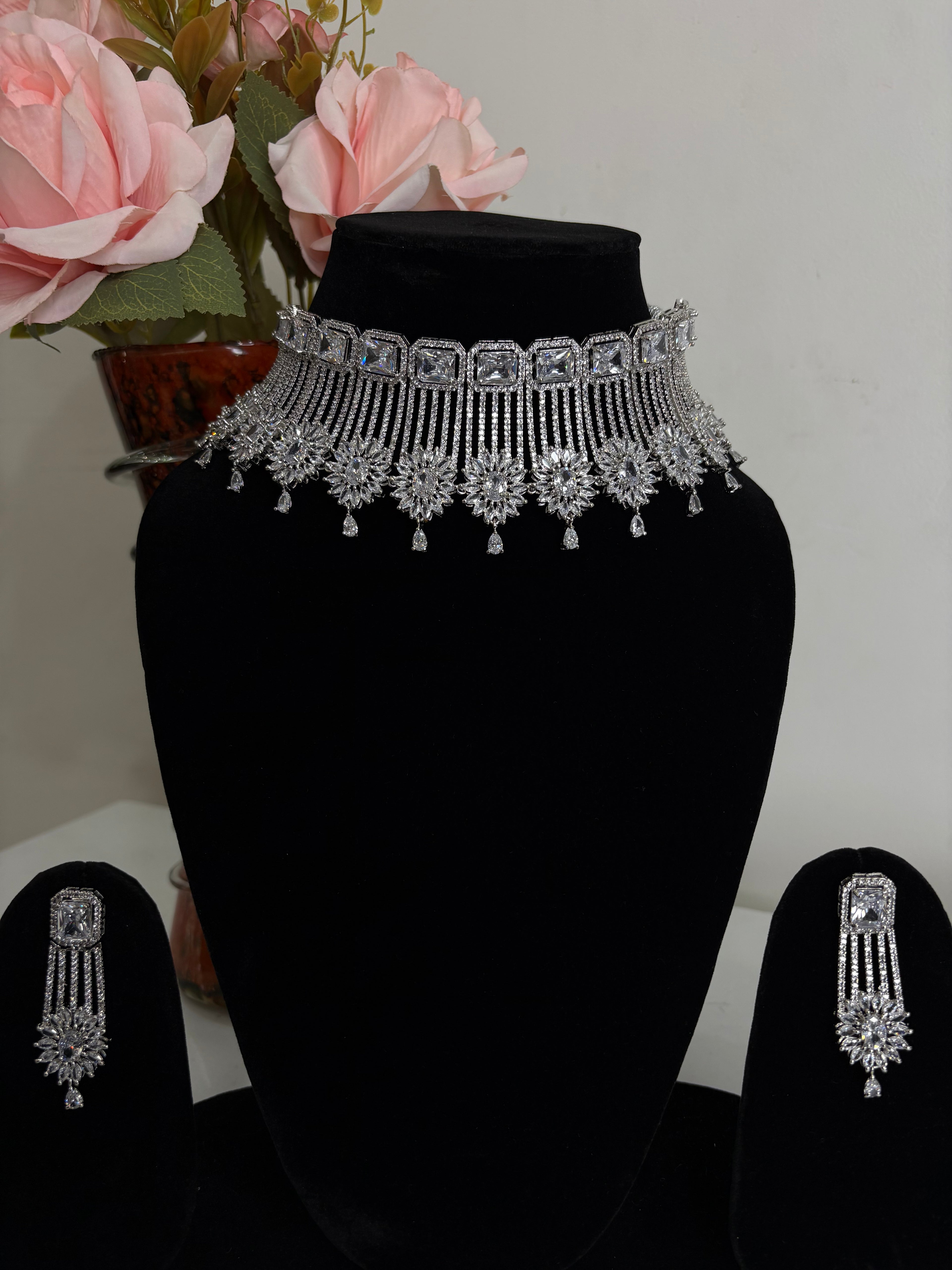 American Diamond Necklace Set- YJ110032