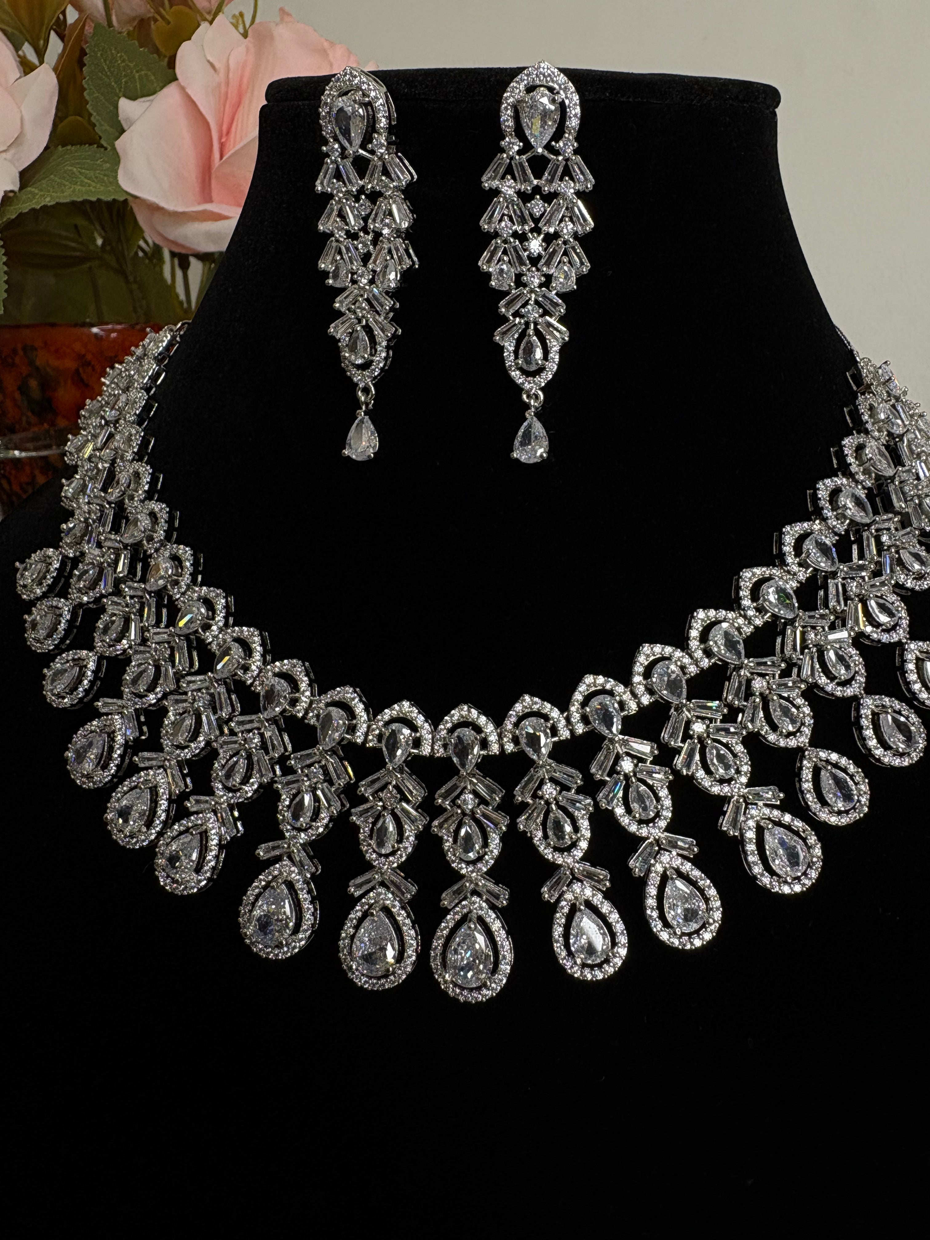 American Diamond Necklace Set- YJ110033