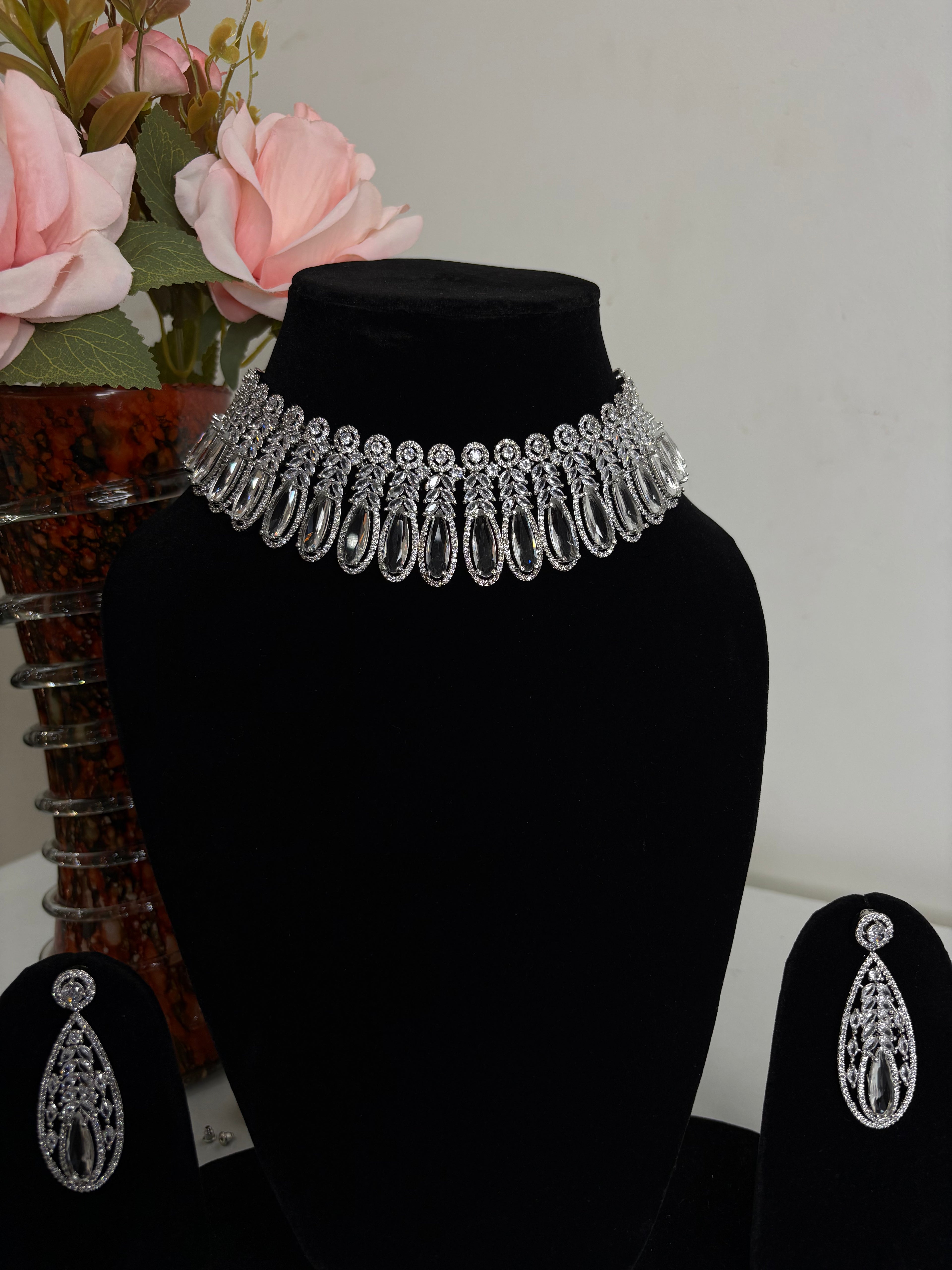 American Diamond Necklace Set- YJ110034