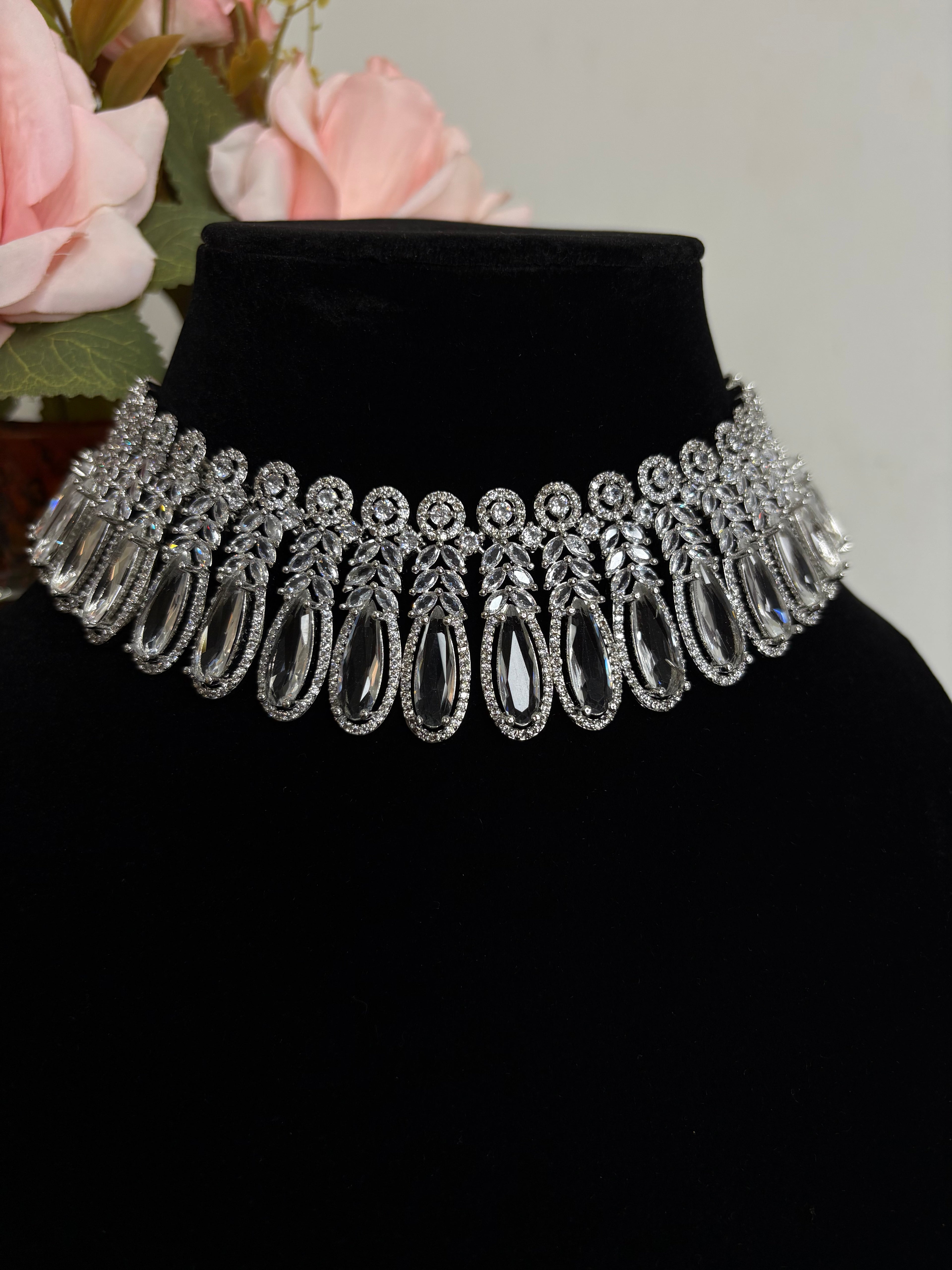 American Diamond Necklace Set- YJ110034