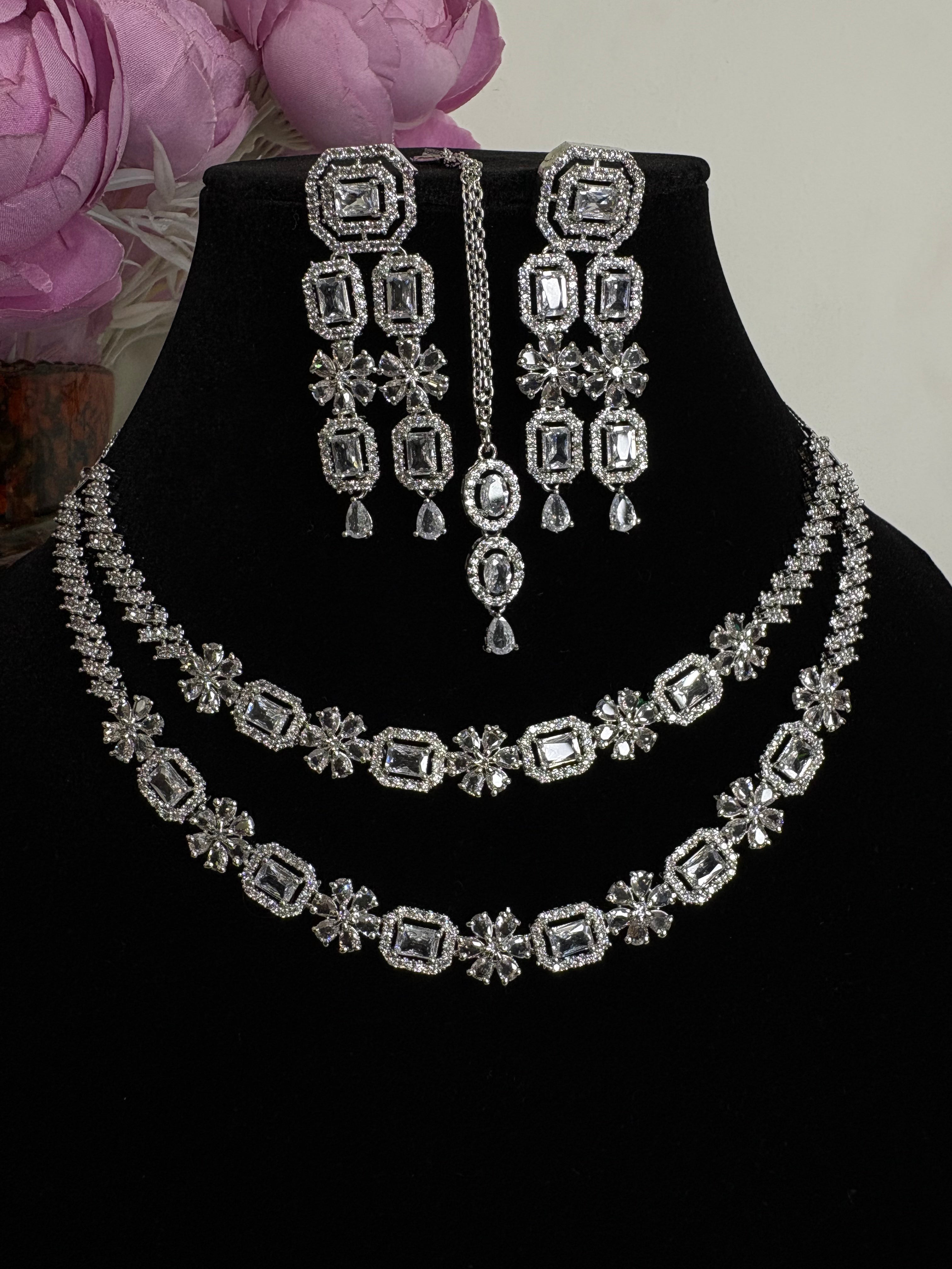 American Diamond Necklace Set- YJ110024