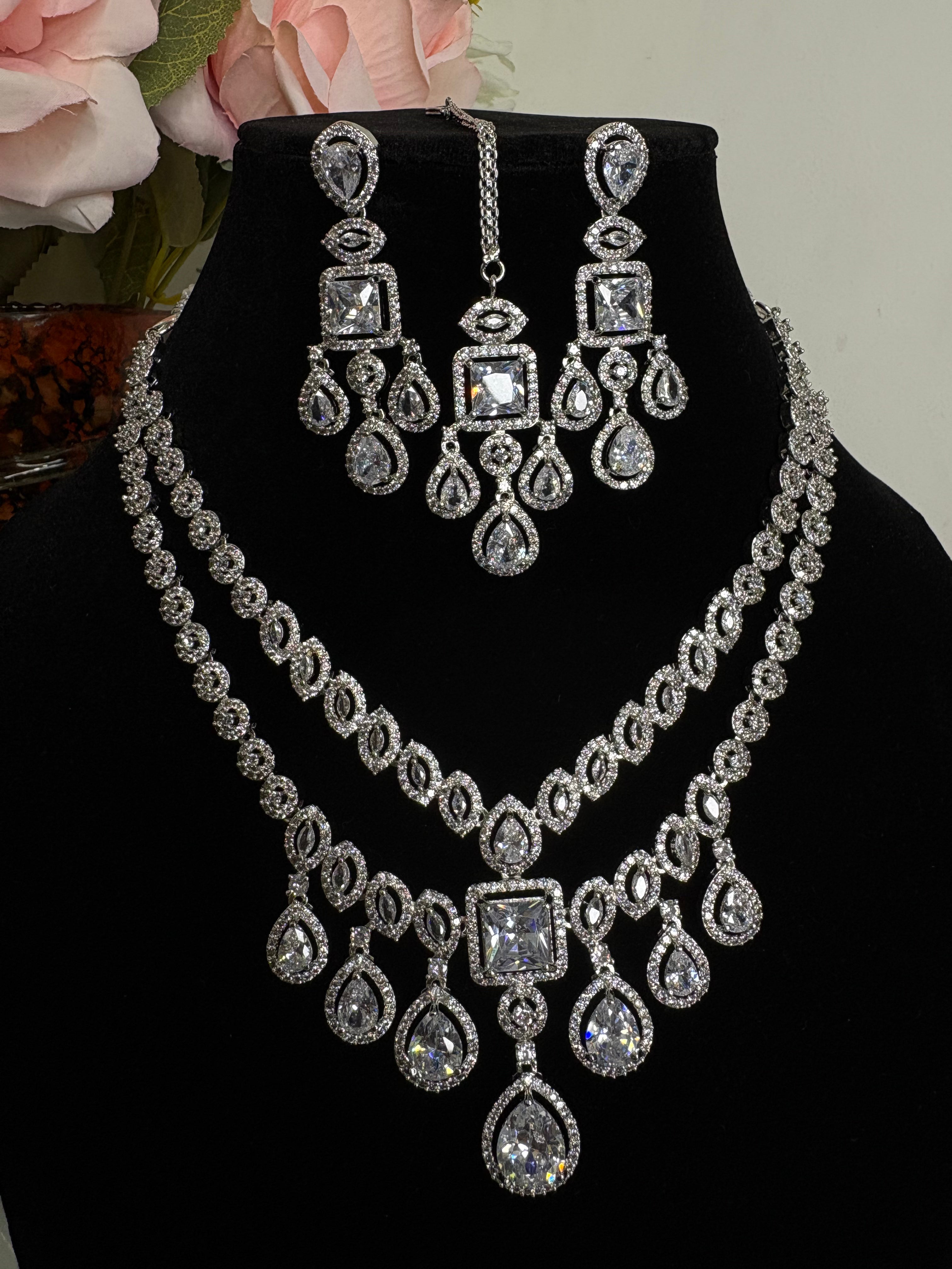 American Diamond Necklace Set- YJ110006