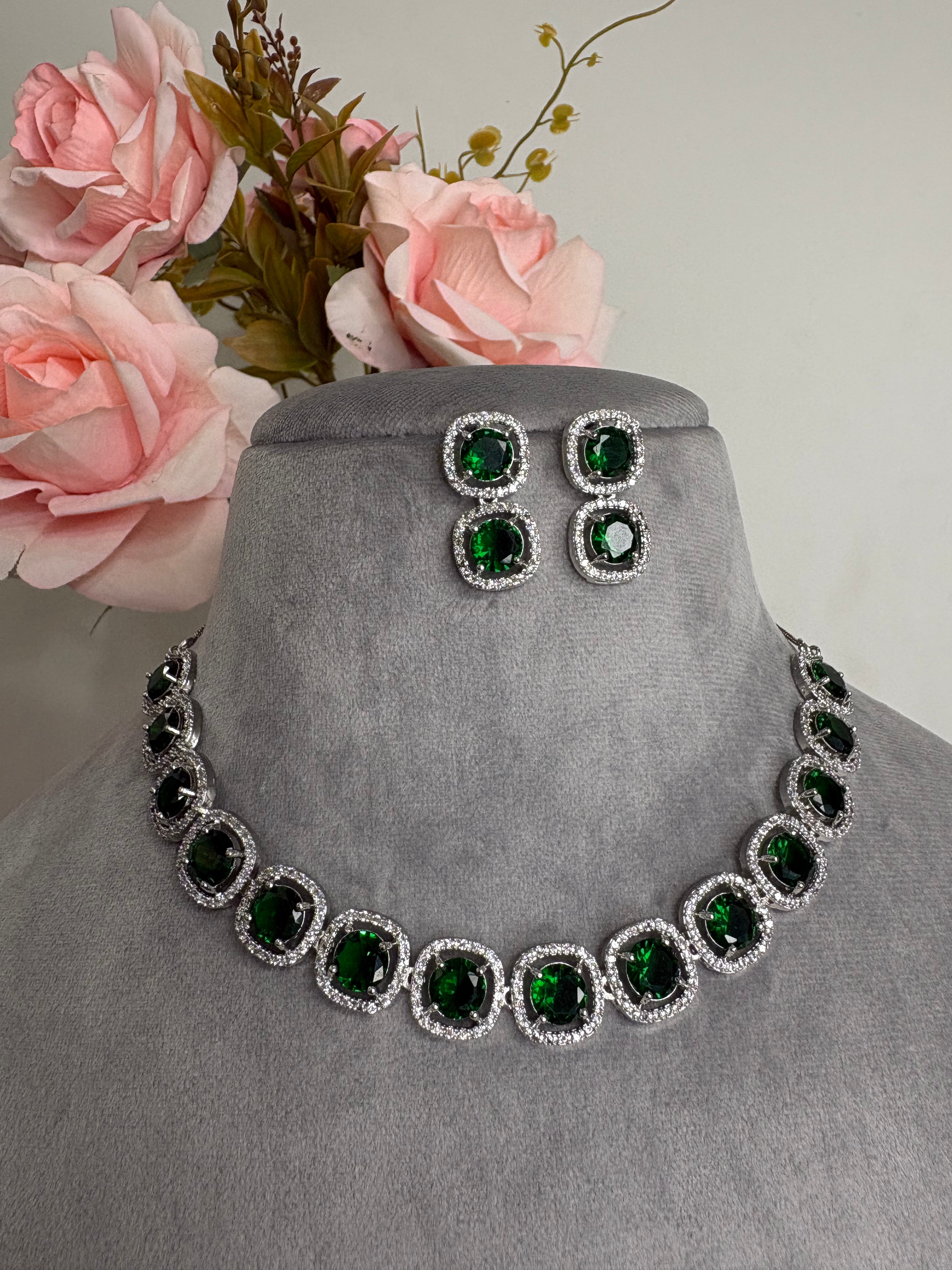 American Diamond Necklace Set- YJ110004