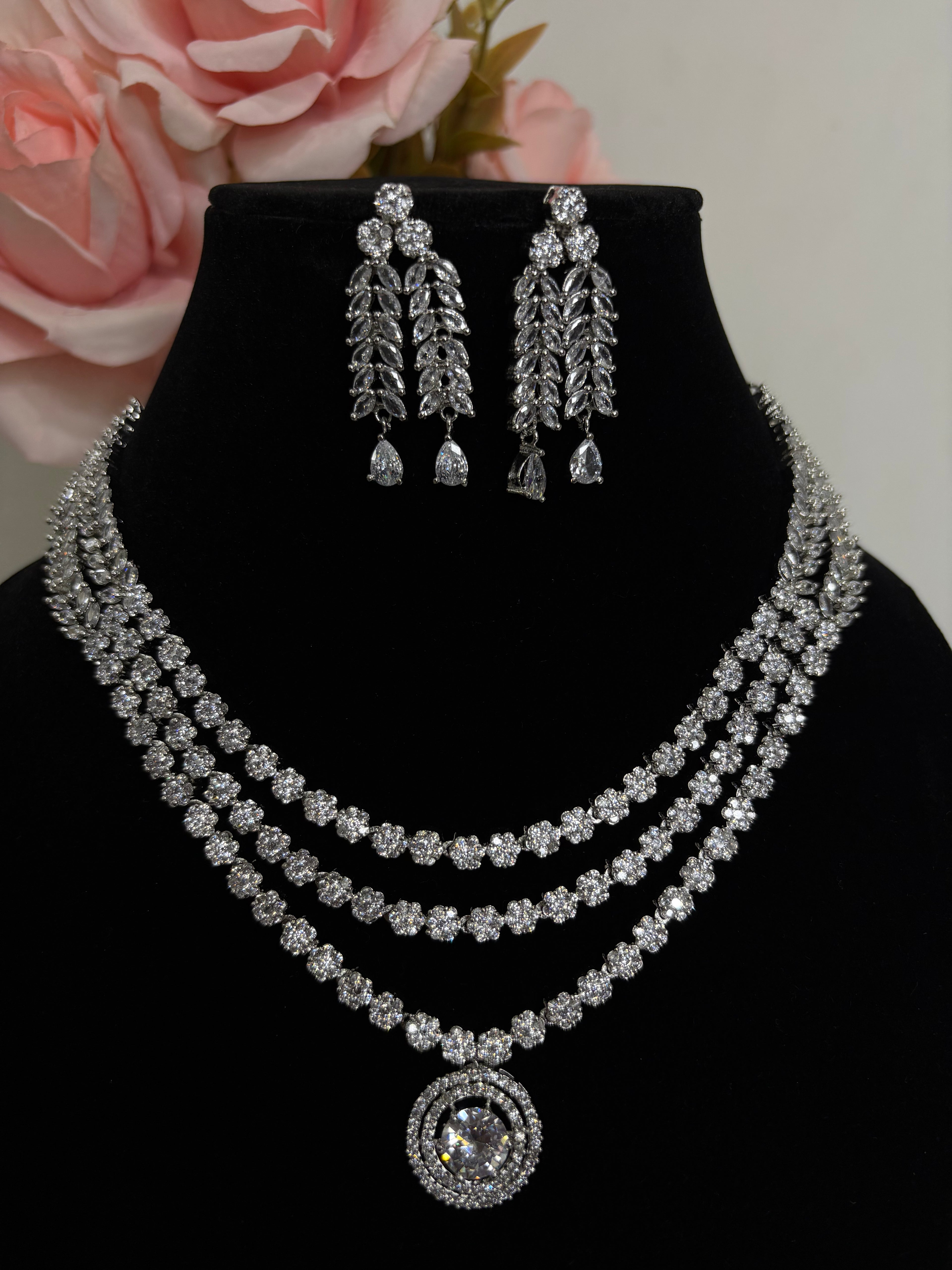 American Diamond Necklace Set- YJ110013