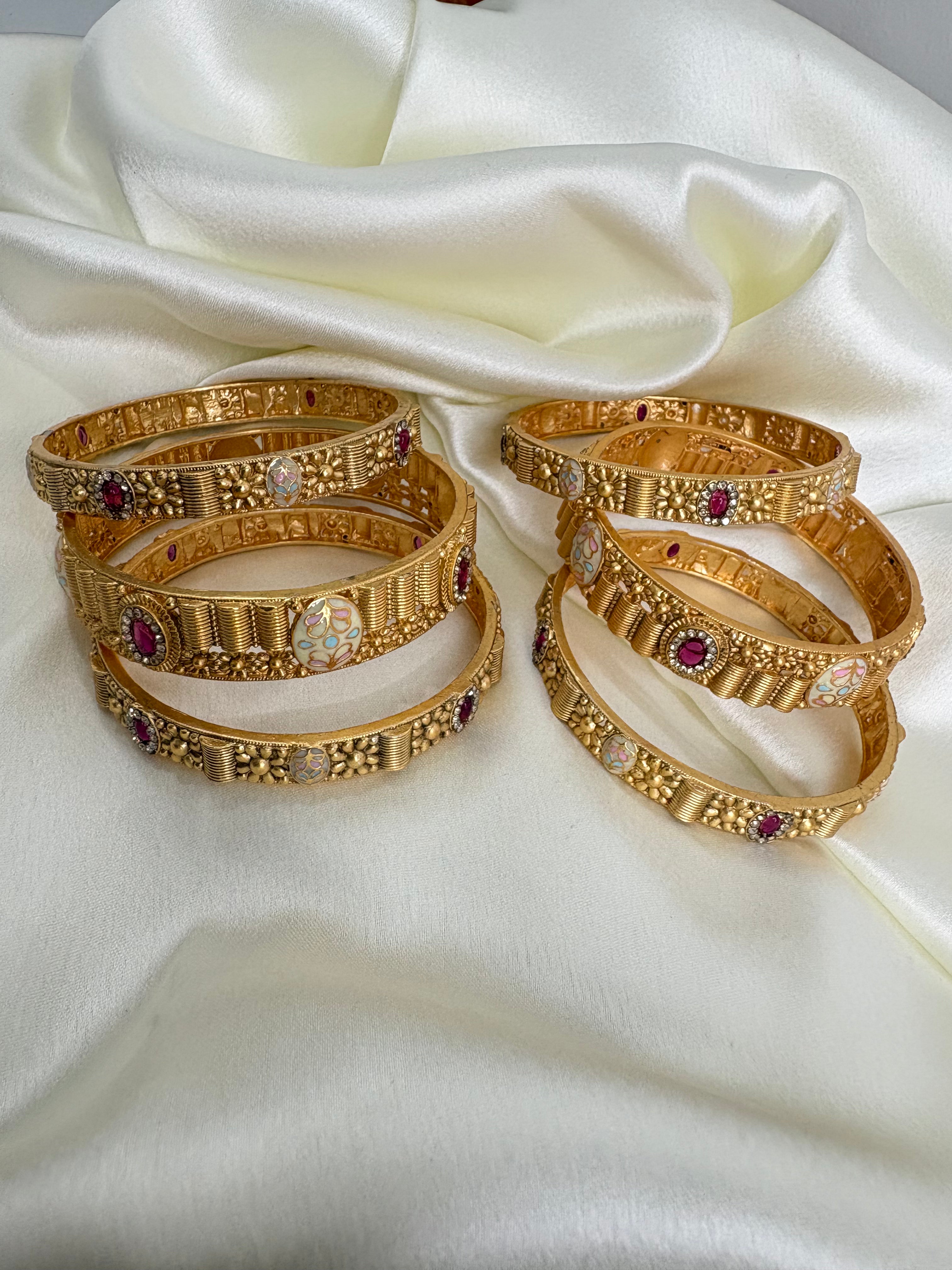 Gold Plated Bangle Set- YJ840005