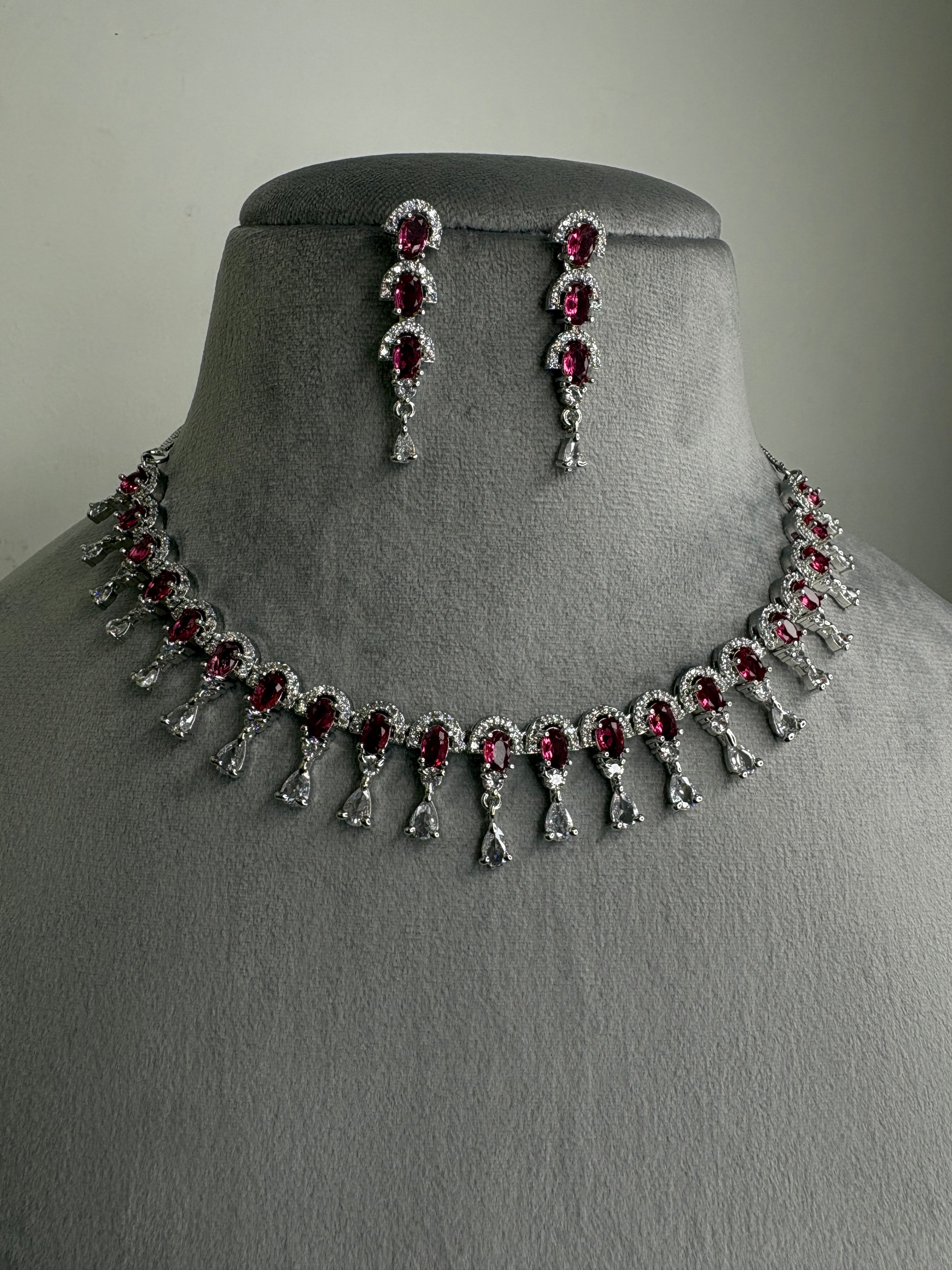 American Diamond Necklace Set- YJ110002