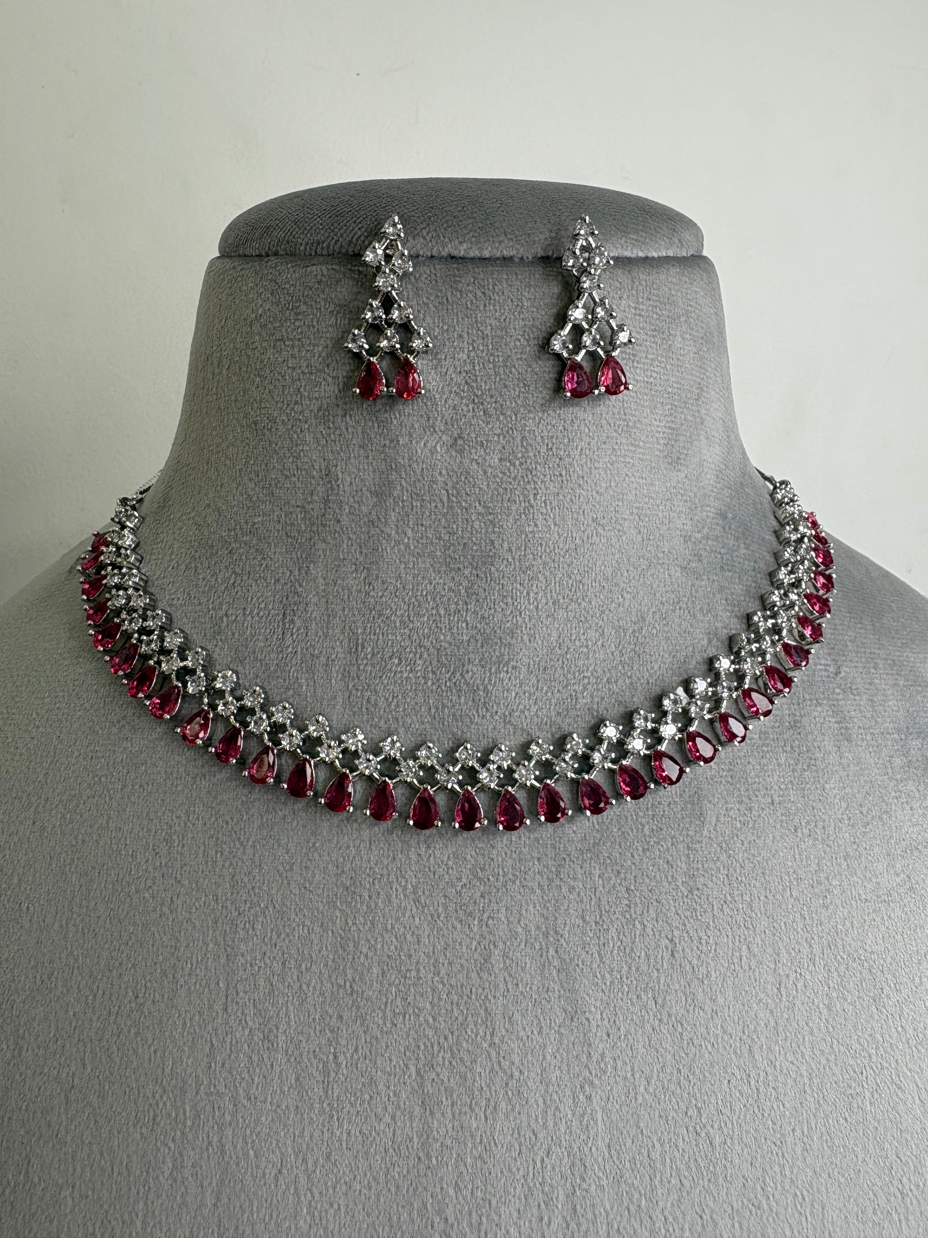 American Diamond Necklace Set- YJ110029