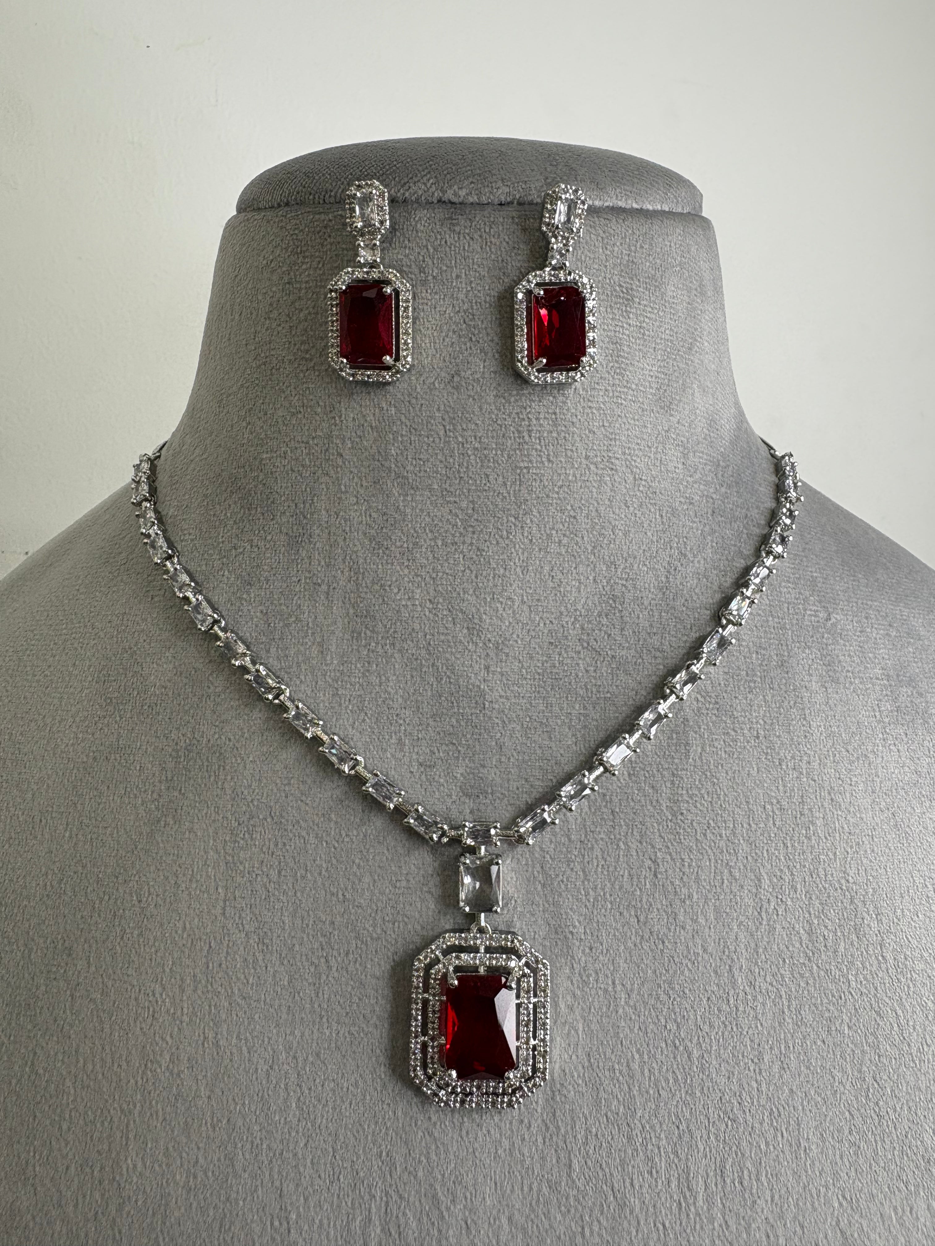 American Diamond Necklace Set- YJ110016