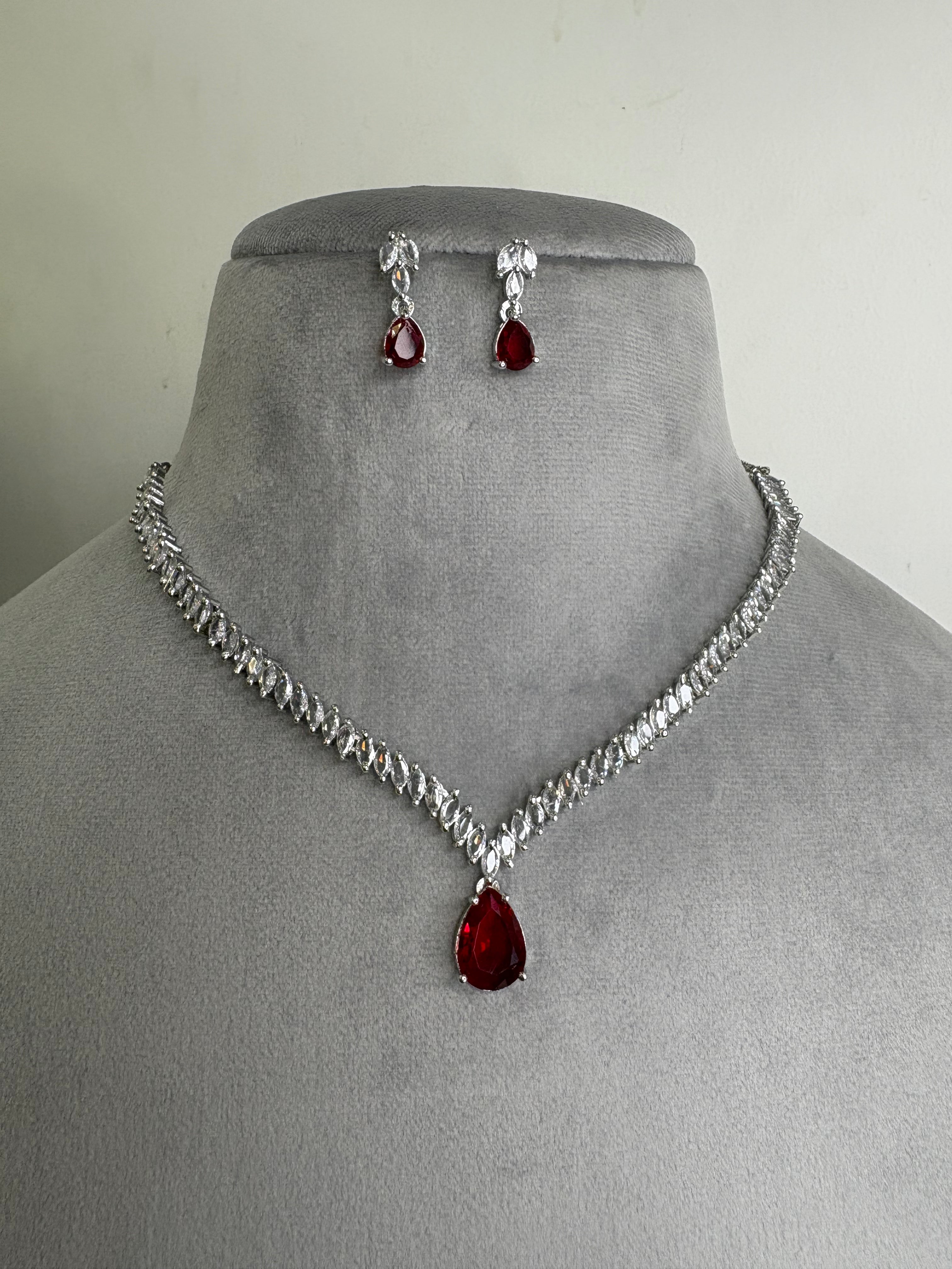 American Diamond Necklace Set- YJ110028