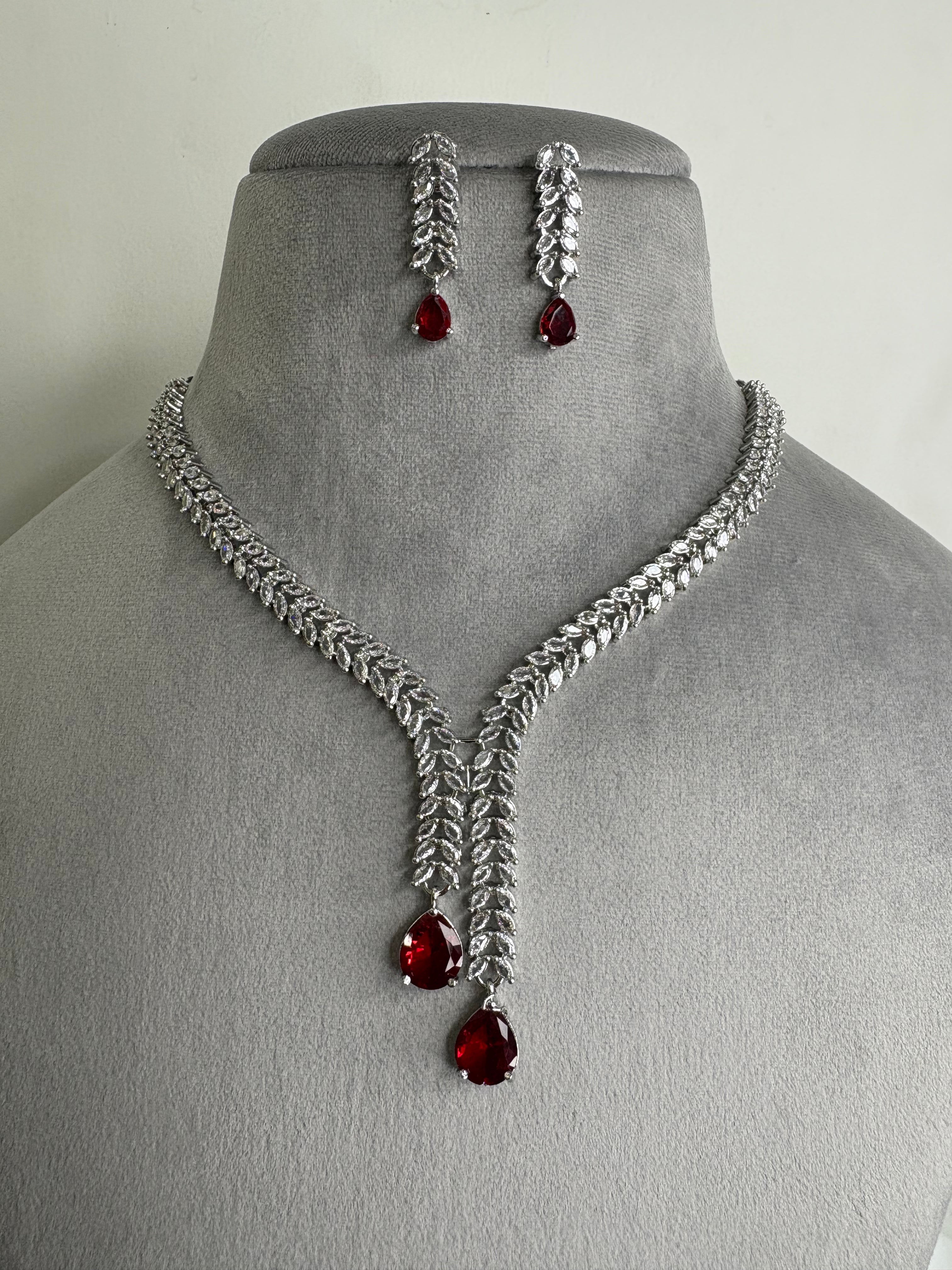 American Diamond Necklace Set- YJ110003