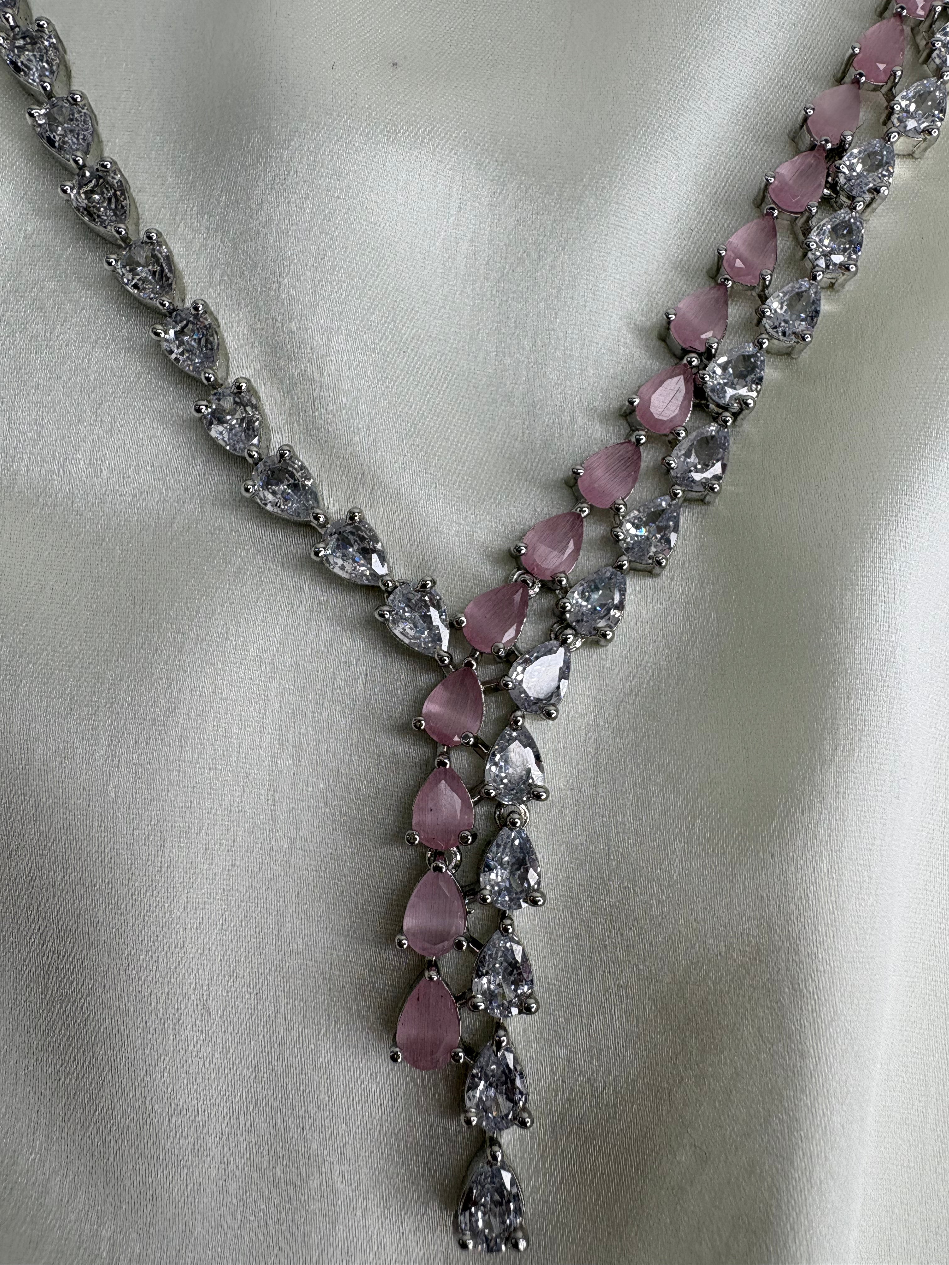 American Diamond Necklace Set- YJ110038